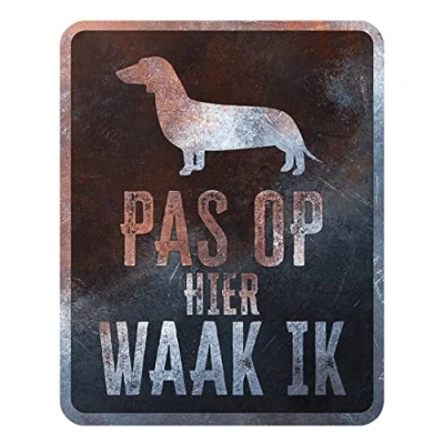 Afbeelding van D&amp;d Home Waakbord Hond Waarschuwingsbord Dachshund Nederlands 25x20x0,3cm Meerkleurig 1st
