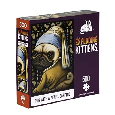 Afbeelding van Exploding Kittens Jigsaw Puzzles For Adults Pug with a Pearl Earring 500 Piece Family Fun &amp; Game Night