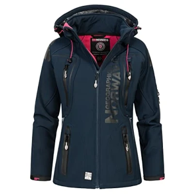 Afbeelding van Geographical Norway Outdoorjack voor dames, softshell, afneembare capuchon, Navy/flashy pink., L