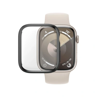 Afbeelding van Apple Watch 9 45 mm Hoes: PanzerGlass Full Body Case Bumper Zwart Siliconen En TPU (zacht) Smart Covers