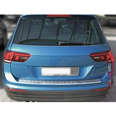 Afbeelding van Bumperbescherming roestvrij staal mat compatibel met VW Tiguan II en ALLSPACE vanaf 2016 schuine rand premium kwaliteit van RECAMBO