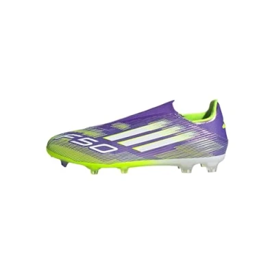 Afbeelding van adidas Uniseks Volwassen F50 LEAGUE Laceless Firm Ground Football Boots, Purple Rush/Cloud White/Lucid Lemon, 41 1/3 EU