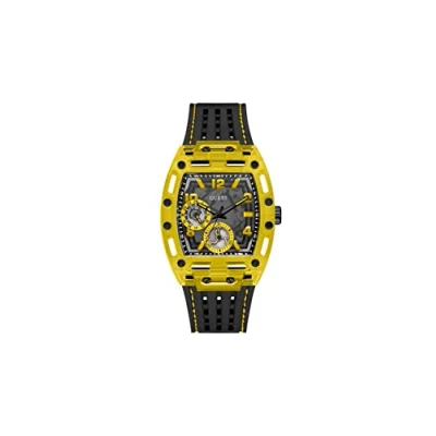 Afbeelding van Guess Phoenix Horloge, Heren, Maat: One Size, Black matte/yellow