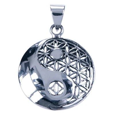 Afbeelding van Zilveren Yin Yang bewerkt ketting hanger