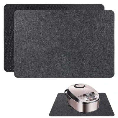 Afbeelding van 2 stuks vuurvaste onderlegger, hittebeschermingsmat, brandwerende deken voor koffiezetapparaten, magnetrons, broodrooster, luchtfriteuse (30 x 45 cm, zwart)