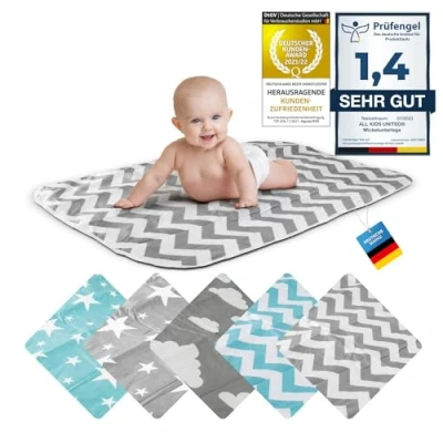 Afbeelding van Verzorgingsmatje baby aankleedkussen voor baby&#039;s en peuters; ademend, wasbaar, herbruikbaar; 50 x 70 cm (ZigZag Grijs)