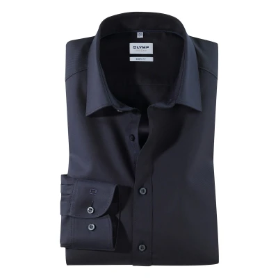 Afbeelding van OLYMP Level 5 body fit overhemd nachtblauw twill Strijkvriendelijk Boordmaat: 43