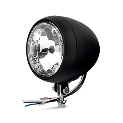 Afbeelding van Dock66 Motorcycle Parts 02 0101 4,5&quot; helder glas koplamp Bullet zwart Diamond Cut
