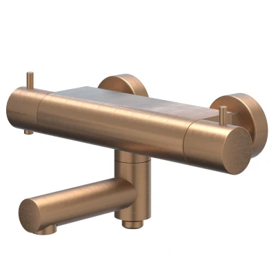 Afbeelding van IVY Bond opbouw badthermostaatkraan draaibare uitloop cooltouch Geborsteld Mat Koper PVD