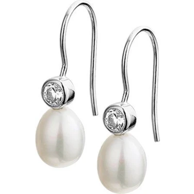Afbeelding van Trendjuwelier huiscollectie Oorhangers Franse Haak Parel en Zirkonia