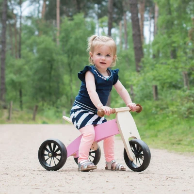 Afbeelding van Bandits &amp; Angels loopfiets Smart bike 4in1 Retro Pink 1 jaar meisje hout roze