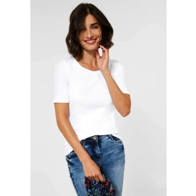 Afbeelding van Cecil Tshirt basic, Dames, Maat: Large, Weiß