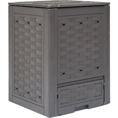 Afbeelding van Compostbak 300 L 60x60x83 cm kunststof rattan bruin