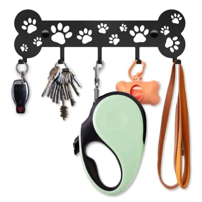 Afbeelding van SirHoldeer Sleutelrekje Klein, Sleutelhouder Muur Haak voor Hondenriem, Hond Kapstok, Sleutelhaken Muurstok, Metalen Decoratie Zwart, Sleutelbord, Wandhaken