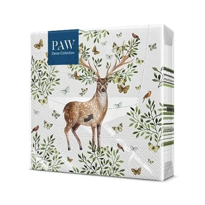 Afbeelding van PAW Serviette Papier 3 Plis (33 x 33 cm) I Lot de 20 Table Idéal pour les Anniversaires, Journées Portes Ouvertes, Fêtes Jardin (Waldgeweih)