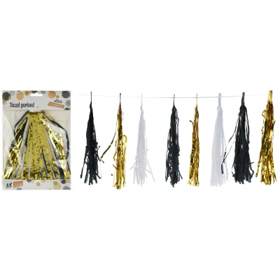 Afbeelding van Tassels 18 st wit zwart goud