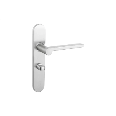 Afbeelding van Lavuzo deurkruk Caserta RVS met afgerond schild WC63/8 badkamersluiting Per set