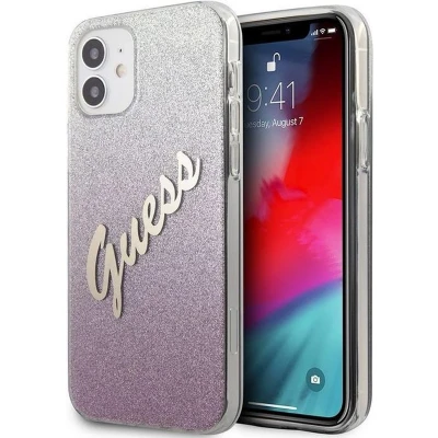 Afbeelding van Guess GUHCP12SPCUGLSPI hoes voor iPhone 12 Mini 5.4&quot; roze glitter gradient script