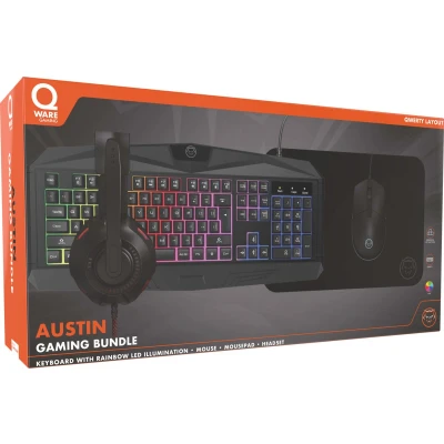 Afbeelding van Qware Gaming PC Bundel Keyboard Muismat RGB LED Koptelefoon Muis Austin Qwerty