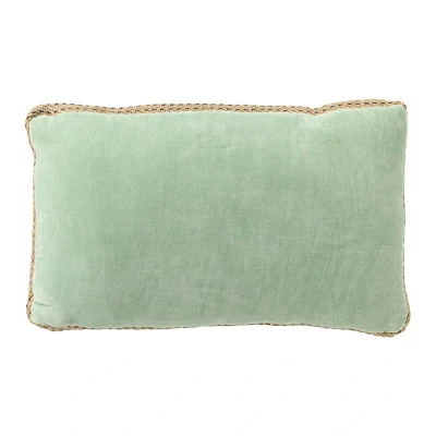 Afbeelding van Dutch Decor MANOE Kussenhoes 30x50 cm effen kleur met rand van jute Cameo Green licht groen