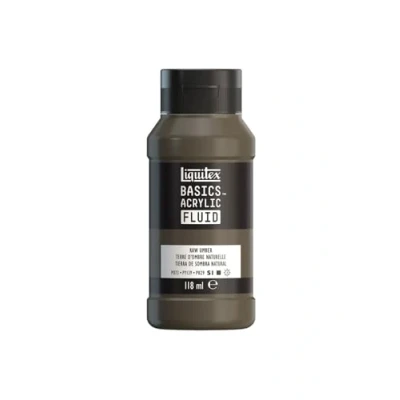 Afbeelding van Liquitex 8870409 Basics Fluid acrylverf met vloeiende consistentie, sneldrogend, lichtecht, waterbestendig, op waterbasis, 118 ml fles Umbra Natur