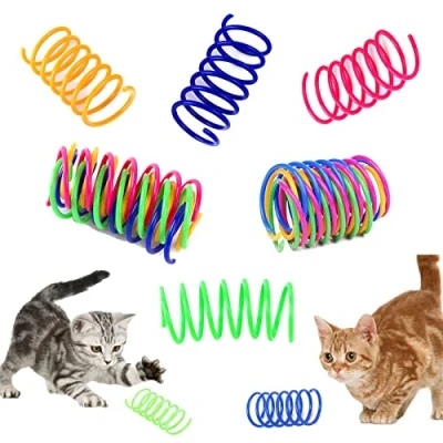 Afbeelding van Petnice 12 stuks kattenspeelgoed met kleurrijke veren, creatief voor kittens, BPA vrij duurzaam zwaar plastic interactief speelgoed om tijd te doden en fit blijven slingeren,