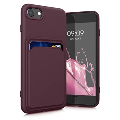 Afbeelding van kwmobile telefoonhoesje compatibel met Apple iPhone SE (2022) / (2020) 8 7 hoesje Case pasjeshouder Smartphone cover in wijnrood