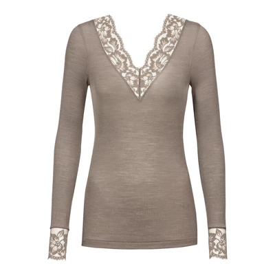 Afbeelding van mey Langarm Serie LOVE Hemd, Dames, Maat: 46/48, Deep taupe