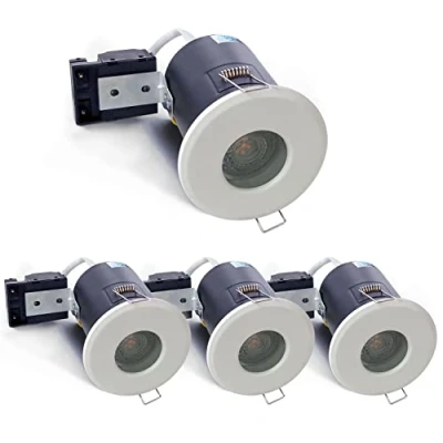 Afbeelding van Sweier 90 minuten Fire Rated LED Downlights, IP65 Waterdichte Badkamer Plafondspot, 230V GU10 Downlight (Gloeilamp niet inbegrepen) (Wit, Set van 4)