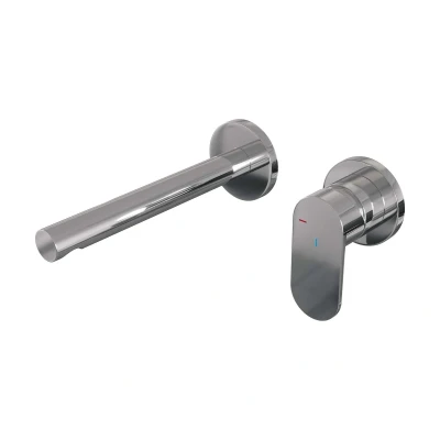 Afbeelding van Brauer Chrome Edition Wastafelmengkraan inbouw rechte uitloop links hendel breed plat model C 1 chroom