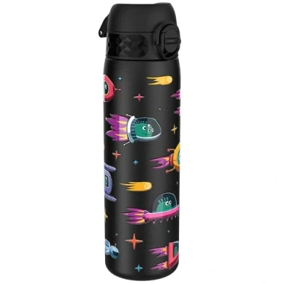 Afbeelding van Ion8 Stalen Waterfles, 600 ml/20 oz, Lekvrij, Makkelijk te Openen, Veilige Vergrendeling, Vaatwasserbestendig, Hygiënische Flipcover, Draaggreep, Duurzaam, Reliëfprint, Ontwerp Ruimteschepen Drinkfles