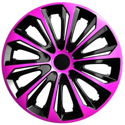 Afbeelding van NRM STRONG DUO Wieldoppen 15&quot; Set van 4 stuks / Kunststof Roze/Zwart