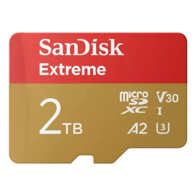 Afbeelding van SanDisk Extreme 2TB microSDXC UHS I Kaart + SD adapter, (Voor Smartphones, Action Cams, Drones, leessnelheden up to 240 MB/s, 4K UHD) RescuePRO Deluxe, I, U3, V30