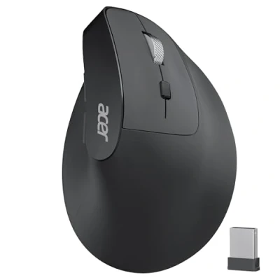 Afbeelding van acer Ergonomische draadloze muis, 3 verstelbare DPI verticale 6 knoppen, oplaadbare Ergo 2,4 GHz computermuis met USB ontvanger voor laptop, pc, iMac en desktop