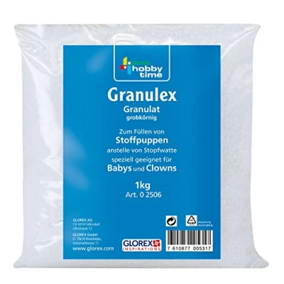 Afbeelding van Glorex GmbH 0 2506 Granulex grof, 1 kg, grofkorrelige vulling, voor het vullen van poppen en teddy&#039;s, afwasbaar