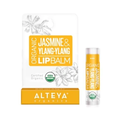Afbeelding van Alteya Organic Lippenbalsem Jasmijn &amp; Ylang 4.5g USDA Biologisch Gecertificeerde Puur Natuurlijke Lipverzorging op Basis van een Zorgvuldig Geselecteerd Bouquet Hydraterende en Voedende Botanische Oliën Boters