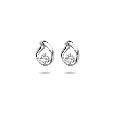 Afbeelding van Zilver Gerhodineerde Oorknoppen zirkonia 1333721 Sieraden compleet horloge Zilverkleur
