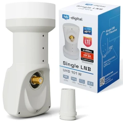 Afbeelding van hb Digital Single LNB (test zeer goed *) LNC hoofd 1 deelnemer Direkt LTE Protected Satelliet Full HD TV 3D 4K UHD contacten verguld weerbestendig wit