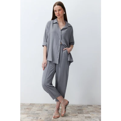 Afbeelding van Trendyol Grijs Geweven Overhemd Broek Aerobin Pak Twoss24Au00038