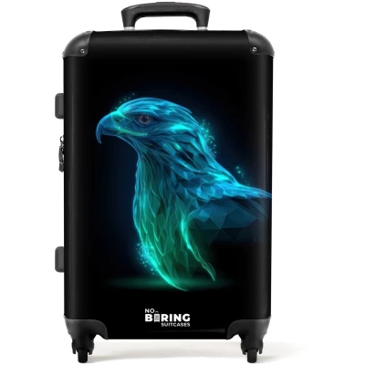 Afbeelding van NoBoringSuitcases.com® Kinderkoffer jongen Kindertrolley jongens Digitale adelaar in profiel Koffer kind groot Rolkoffer lichtgewicht Reiskoffer met 4 wielen Grote trolley XL 20 kg bagage