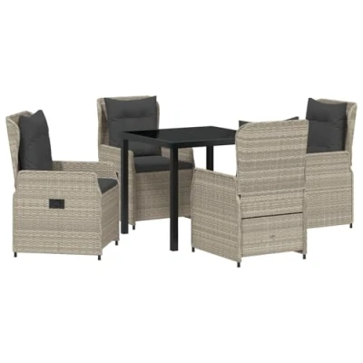 Afbeelding van vidaXL 5 delige Tuin Dining Set Lichtgrijs Poly Rattan