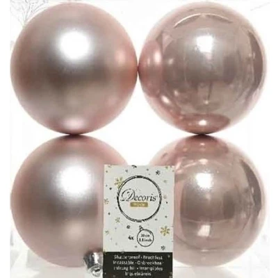 Afbeelding van Decoris Kerstballen 4 stuks lichtroze mat en glans 10 cm