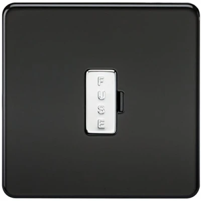 Afbeelding van Knightsbridge SF6000MB Schroefloze 13 Spur Unit, Mat Zwart met Chrome Zekering Cap