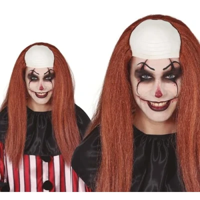 Afbeelding van Fiestas Guirca pruik clown bruin haar kaal hoofd Carnaval accessoires Pruiken