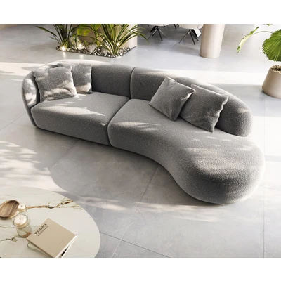 Afbeelding van DELIFE Mairi bank 330x160 cm bouclé zilvergrijs