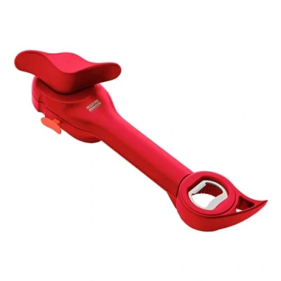 Afbeelding van KUHN RIKON Auto Safety Master multifunctionele opener, blikopener rood, geen scherpe randen, schoon en veilig, opent blikjes, flessen meer