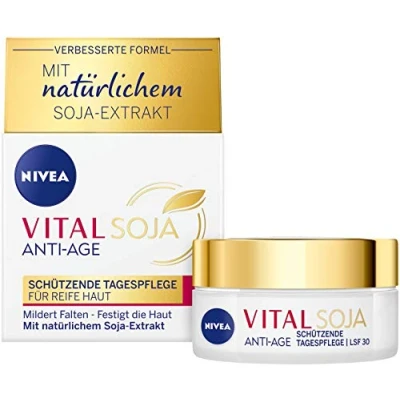 Afbeelding van Nivea Vital soja Anti Age beschermende dagcrème, SPF 30, verstevigende gezichtsverzorging voor rijpe huid met natuurlijk extract, dagcrème tegen pigmentvlekken (50 ml)