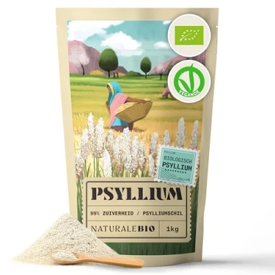 Afbeelding van Biologische Psylliumschillen Zuiverheid 99% 1000 g. Psyllium husk Bio, natuurlijk en zuiver. Geproduceerd in India. Rijk aan vezels, te consumeren water, dranken of sappen. NaturaleBio