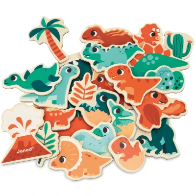 Afbeelding van Janod Magneetset hout Dino 24 delig