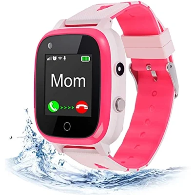Afbeelding van ele ELEOPTION 4G smartwatch voor kinderen, IP67, waterdicht, met GPS positie, camera, SOS, oproepen, stappenteller, touchscreen, videochat, jongens en meisjes, roze T5